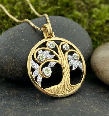 Tree of Life Silver and 14K Gold Accent Pendant